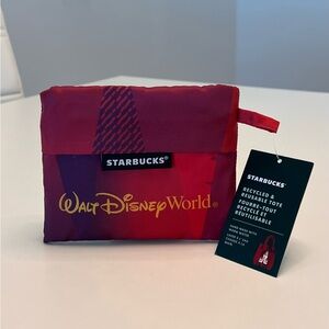 NWT DISNEY WORLD STARBUCKS COLLABORATION REUSABLE CASTLE TOTE BAG POUCH 🐭 🏰 ☕️